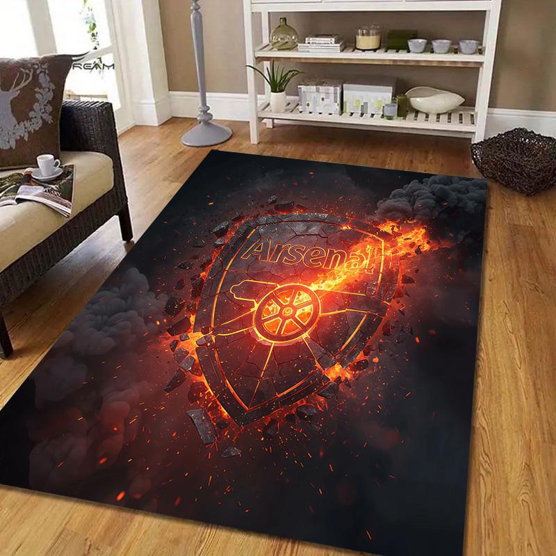 Arsenal Football Club Flannel Pattern Square Carpet,Area Rug,Carpet Rug for Living Room Bedroom Sofa Playroom Decor,Non-slip Floor Mat
