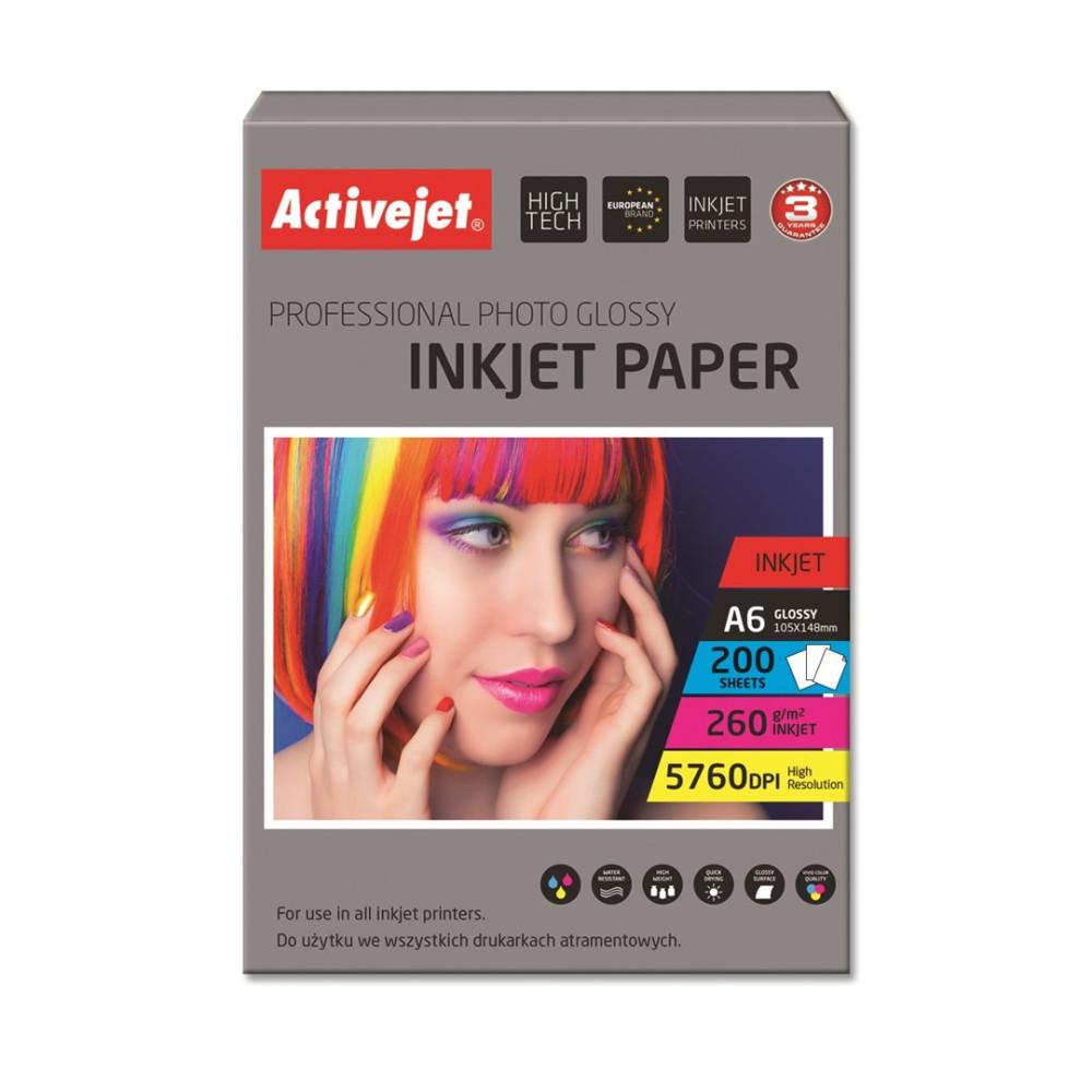 Activejet Glossy Photo Paper A6 200Pcs Ap6-260Gr200