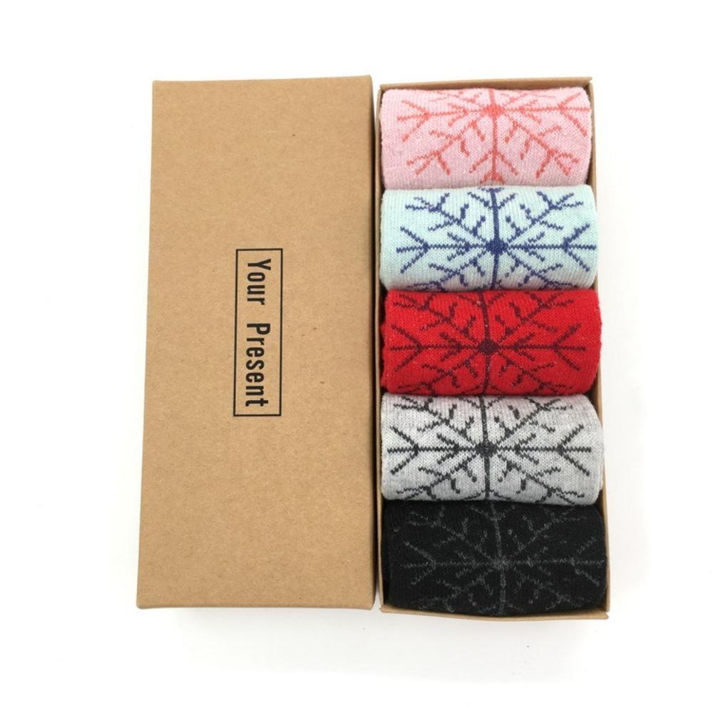 5 пар Шерстяных Рождественских Носков Носки средней длины с Рождественской елкой Милые Женские Носки Счастливого Нового года