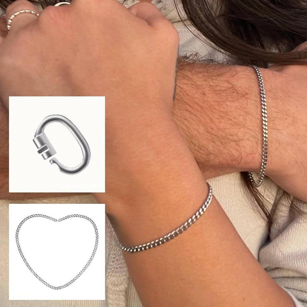 2шт. Набор постоянных браслетов для пар, запертые на руку цепочки, изготовление браслетов своими руками для