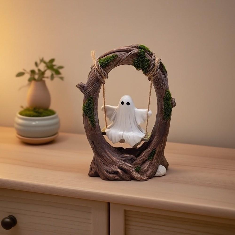 Cute Halloween Ghost Sculptures Funny Swing Ghost Decorations  Tabletop Centerpiece