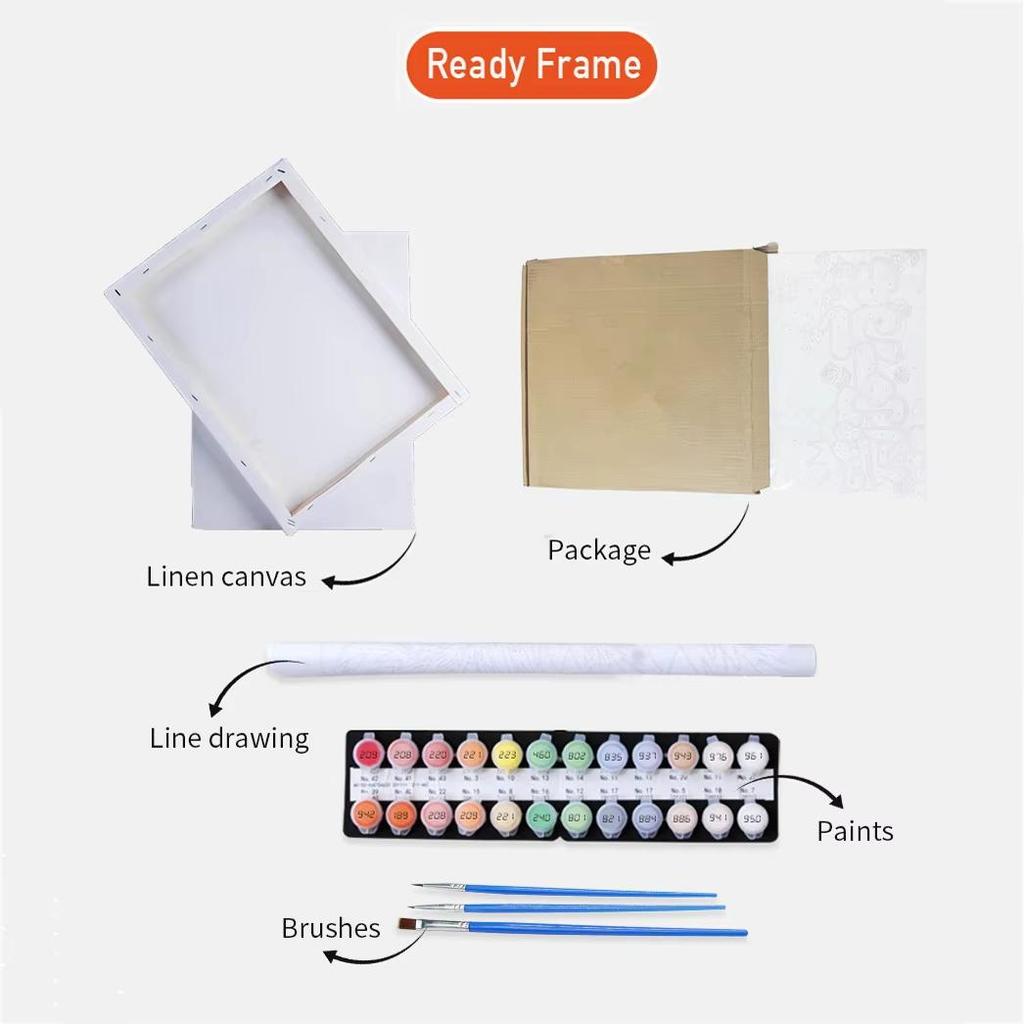 Раскраска по номерам 24 цвета Фото на заказ DIY Масляная живопись по номерам Картина Холст Портрет Семейный подарок