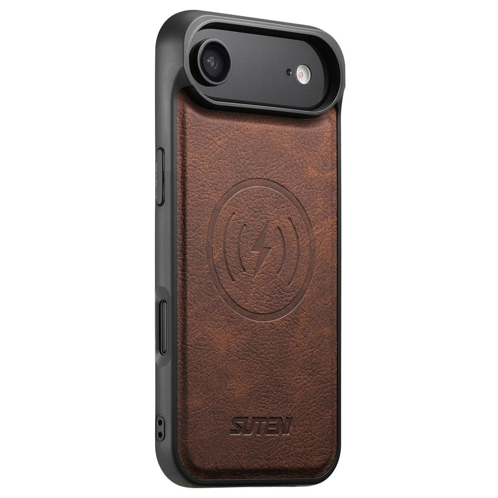SUTENI G5 For iPhone 17 Air Case Compatible with MagSafe Litchi Texture Leather Back Cover