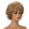 European and American Women Natural Looking Short Wig Front Lace Heat Resistant Synthetic Curly Wavy Wigs for Everyday Life