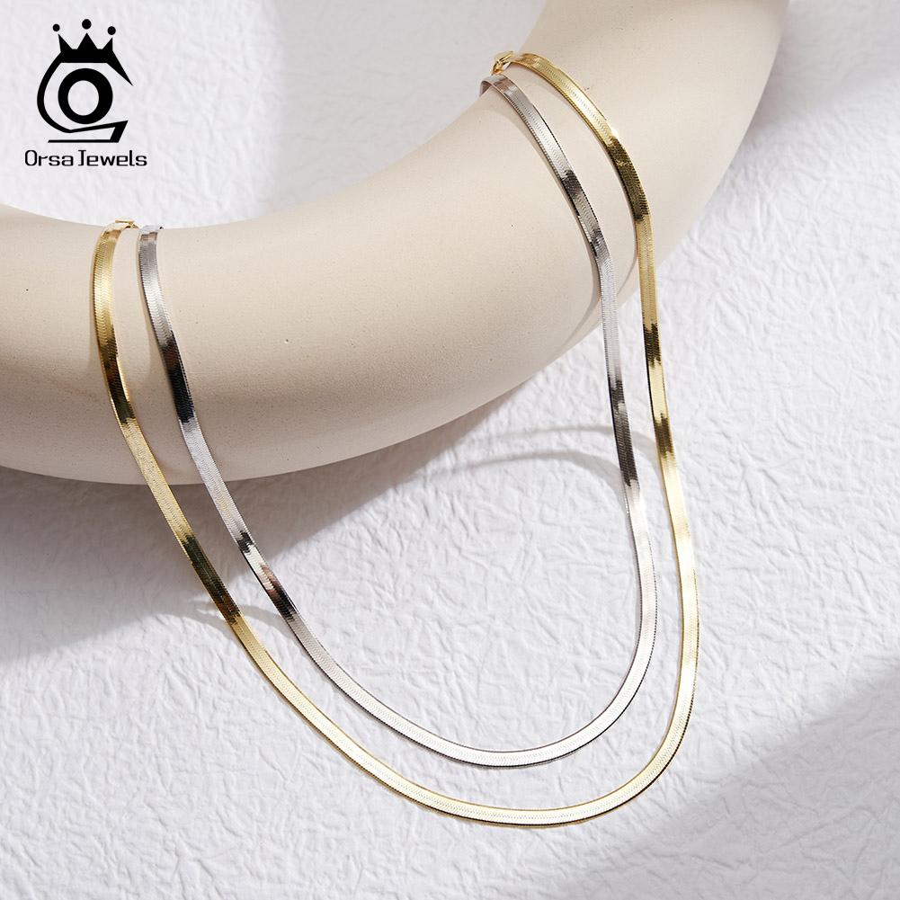 ORSA JEWELS Итальянское Ручное Изготовление 925 Пробы Стерлинговое Серебро Простой Чокер Круглая Деталь Дизайн для Женщин Модное Ожерелье Вечерние Украшения SC80