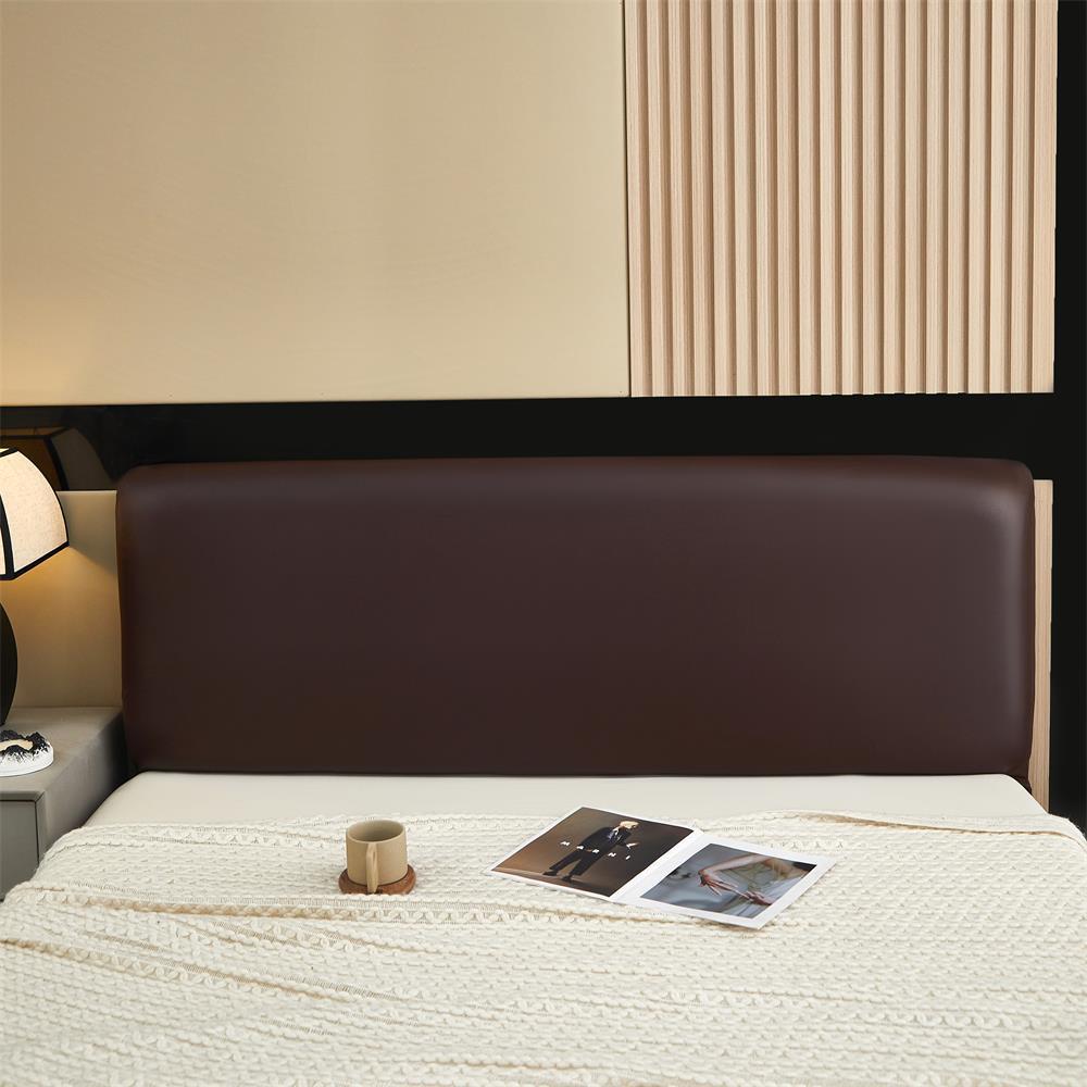 Чехол из искусственной кожи на изголовье кровати, эластичный чехол для изголовья кровати, универсальный пыленепроницаемый декоративный чехол для мебели