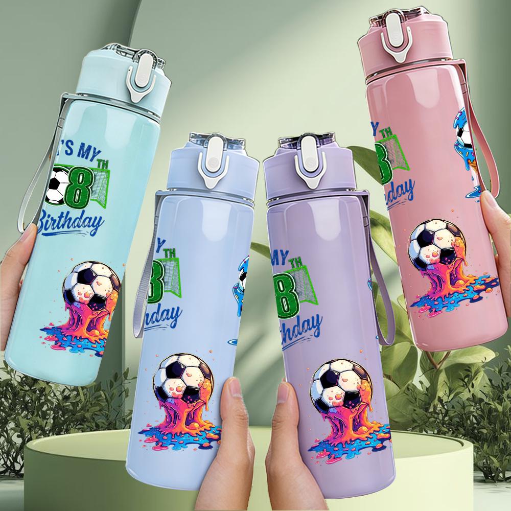 1PC Two Character Birthday Cartoon Pair 750ml Color Plastic Water Bottle Leakproof Flip Straw Lid For Sports Office Home Use
