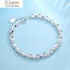 925 Sterling Silver Heart Charm Bracelet &Bangle Handmade Party Jewelry For Women Girls Flower Bracelet