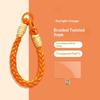 Dopamine Four-Strand Braided Short Phone Lanyard Fashion Color Block Cable-Knit Wrist Strap Durable for Running Hanging Small Accessories