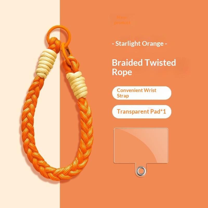 Dopamine Four-Strand Braided Short Phone Lanyard Fashion Color Block Cable-Knit Wrist Strap Durable for Running Hanging Small Accessories