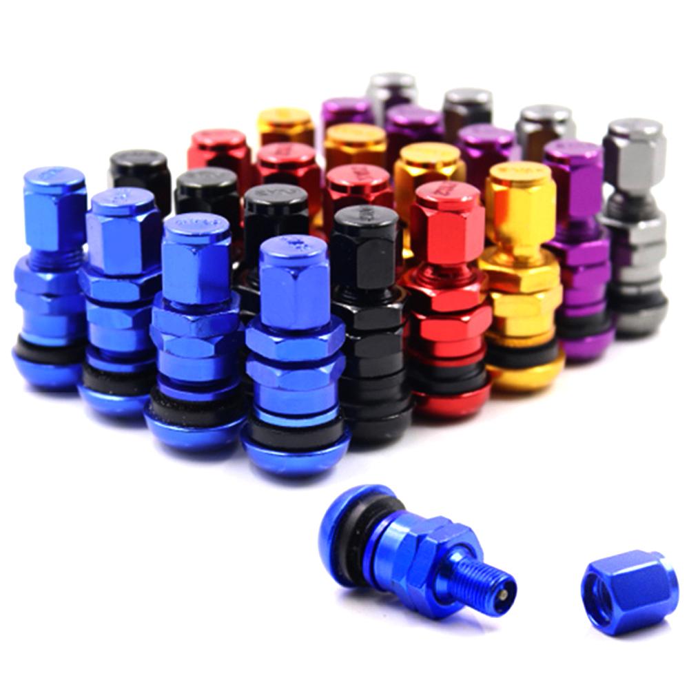 4Pcs Car Truck Motorcycle Valve Short Stems Metal Bolt Tire Valve Stem Kit with Dust Cap Valve Stems 1