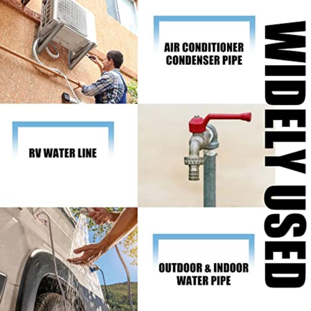 10Pcs 20mm Inner Diameter Foam Pipe Insulation Tubing Self Adhesive Aluminum Foil Thermal Insulation Sleeves Freeze Protection Water Hose Cover