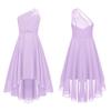 Kids Flower Girls Dress Party Princess Dress One Shoulder High-low Hem Evening Prom Gown