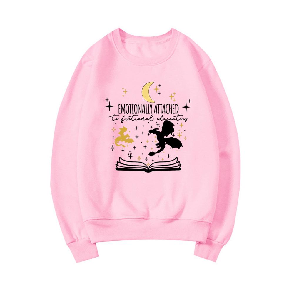 Emotionally Attached To Fictional Characters Sweatshirt Fourth Wing Dragon Sweatshirt Unisex Hoodies Vintage Long Sleeve Crewneck Sweatshirt