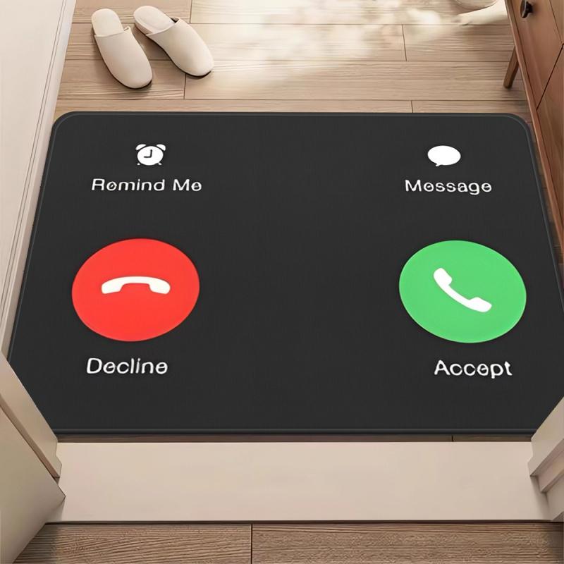 Phone Call Interface Print Doormat Non Slip Washable Entrance Rug Indoor Front Door Floor Mat Home Decor