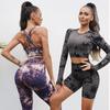 2 шт. спортивный комплект для женщин, галстук-краситель, комплект для йоги, бесшовный спортивный костюм, бюстгальтер, леггинсы, костюмы персиковые ягодицы, брюки с эффектом пуш-ап, спортивные комплекты, эластичные фитнес-наряды