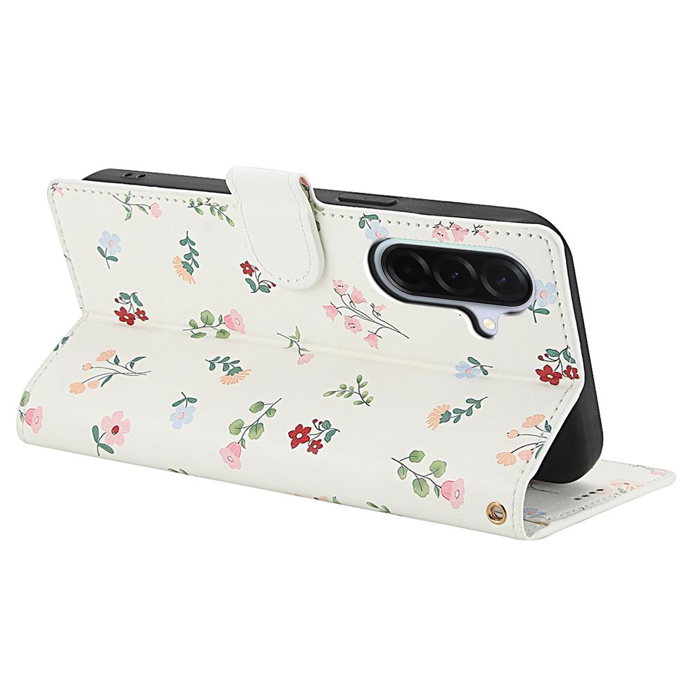 For Samsung Galaxy A17 5G/A26 5G Wallet Case Rhombic Floral Design Leather Flip Phone Cover with Strap