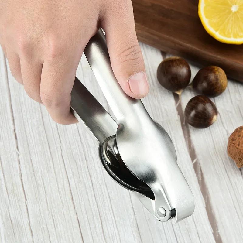 2 в 1 Быстро зажим для каштана Кухонные инструменты Нержавеющая сталь Плоскогубцы для орехов Металлический орехокол Шеллер Открывалка для орехов Кухонные гаджеты