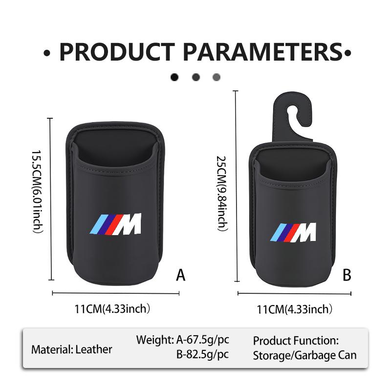 JFTX5 Leather Car Seat Cup Holder Hang Drink Storage Box Accessorie For BMW 1 3 5 7 Series M F01 F20 F10 F13 E52 E53 E60 E93