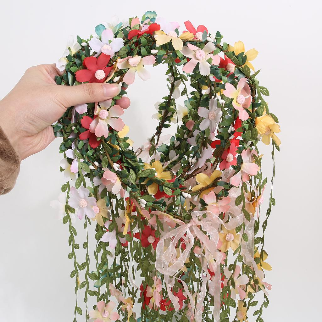 Богемная корона-ободок из ротанга с цветочными лозами для невесты, свадебные аксессуары, цветочный венок для девочек, повязка на голову для причесок, головной убор