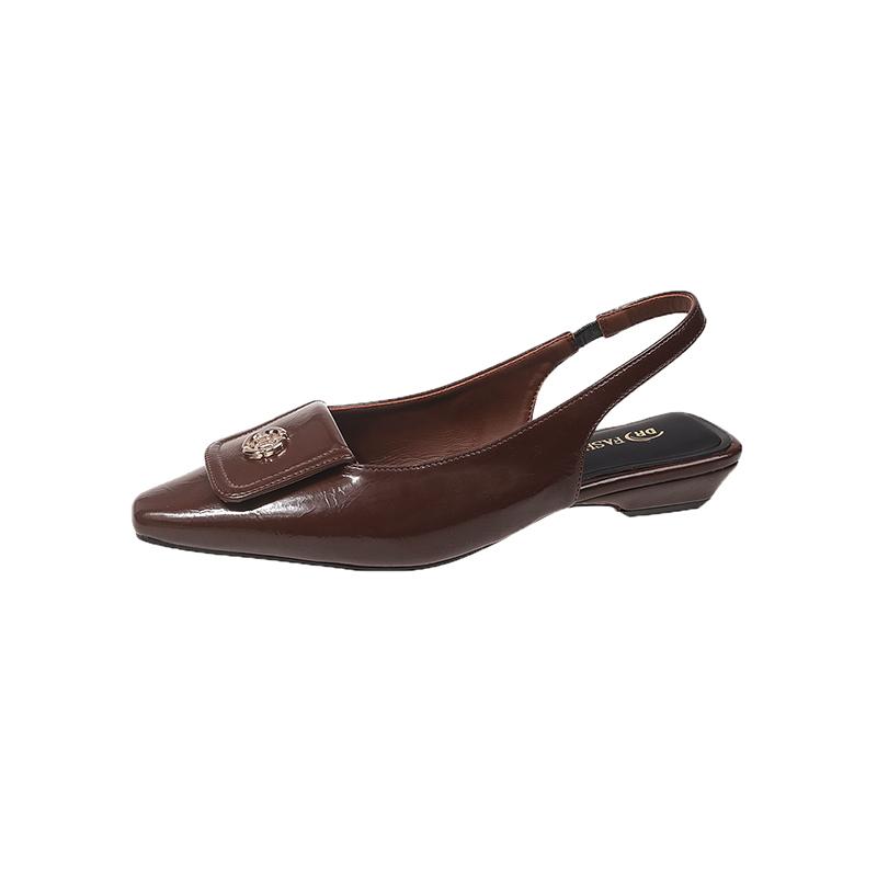 Мода 2024 года, модные металлические туфли-лодочки для женщин на среднем каблуке, туфли с острым носком, женские сандалии, брендовые разноцветные женские босоножки с открытой пяткой, элегантные