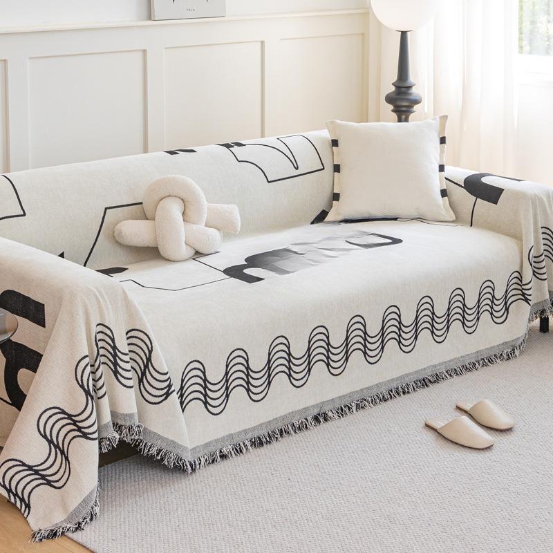 Nordic Oversized Sofa Cover Cloth Anti-Scratching Full Cover Sofa Cover Four Seasons Universal High Sense Chenille Sofa Cover