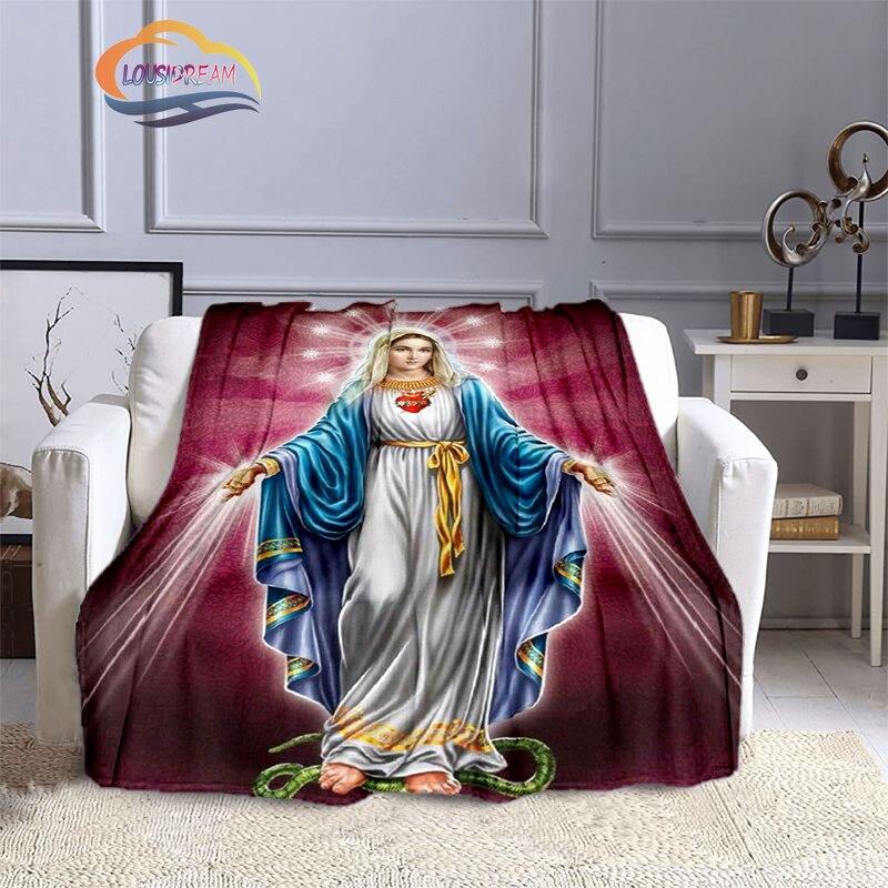 Одеяла с 3D принтом Христа Пресвятой Девы Марии, модные фланелевые кашемировые одеяла, модные религиозные мягкие покрывала, диванные одеяла