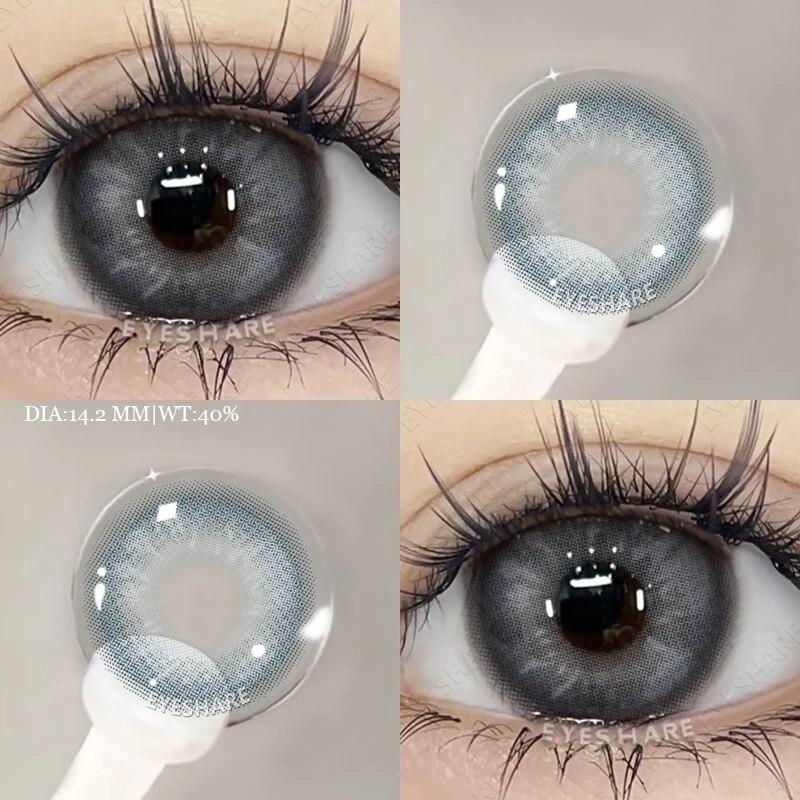 Цветные контактные линзы AMARA для глаз, голубые глаза, зеленые линзы, корейские модные серые линзы, красивые зрачки, ежегодно, 2 шт./пара