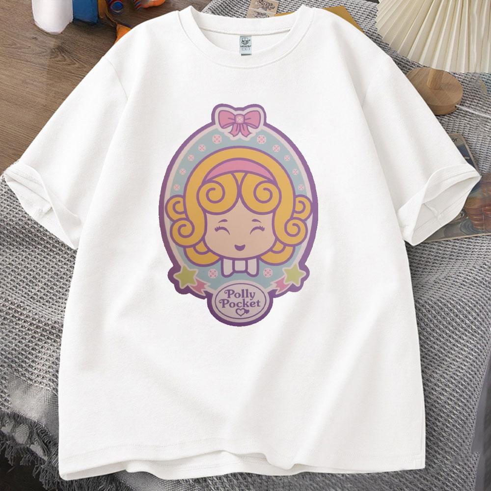 ZX Футболка Polly Pocket с принтом Топы Polly Pocket Буквенная одежда Дышащие Camisetas Ностальгия Ретро Высококачественные хлопковые топы