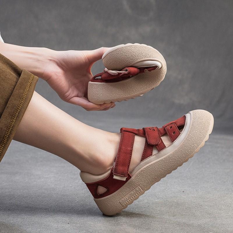 Johnature Comfortable Soft Sole Hollow-out Breathable Genuine Leather Leisure Sandals Versatile Women's Shoes