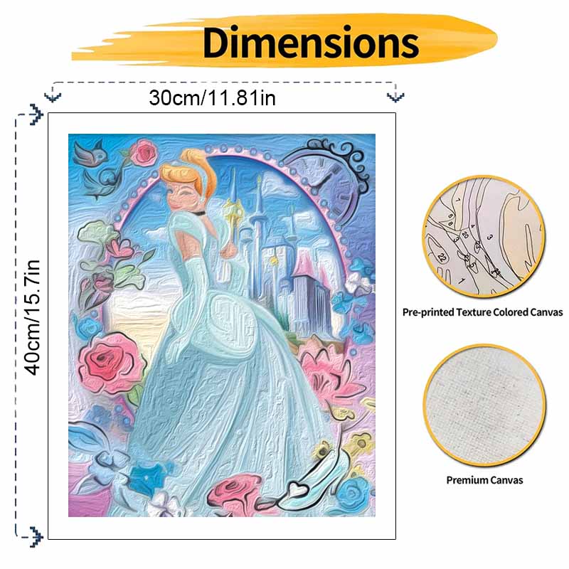 Disney Cinderella digital oil painting diy coloring handpainted filling home decoration gift, canvas wall art for bedroom decor painting