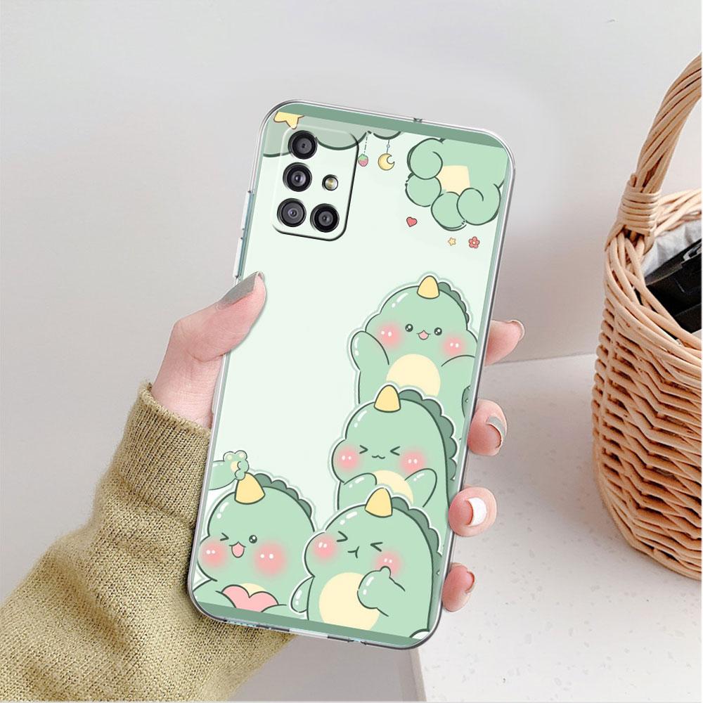 Clear Case For Samsung Galaxy A52 A12 A51 A32 A21s A71 A32 A22 50 A70 A31 A72 5G Phone Cover Dinosaur Cartoon