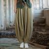 Ayollar gulli shimlar bir xil rangli elastik bel bahorgi rami shimlar cho'ntaklar keng ayollar vintage uzun shimlar