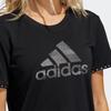 adidas Однотонный свитер с принтом логотипа, короткий рукав, футболка, женские топы, черный цвет GQ9412