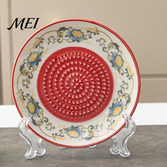 Garlic Grater Plate Ceramic Grinder Bowl, Manual Ginger Fruit Zester Kitchen Dish, All-in-One Prep Mixing Serving Tray, Modern Minimalist Tool