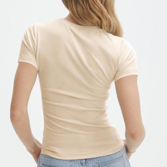 Женская базовая футболка, однотонные топы с коротким рукавом, облегающая эластичная футболка с круглым вырезом