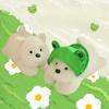 New West Highland Dog White Terrier Plushie Wear Frog Hat Soft Puppy Plush Toy Stuffed Lifelike Animal Baby Appease Doll Pillow