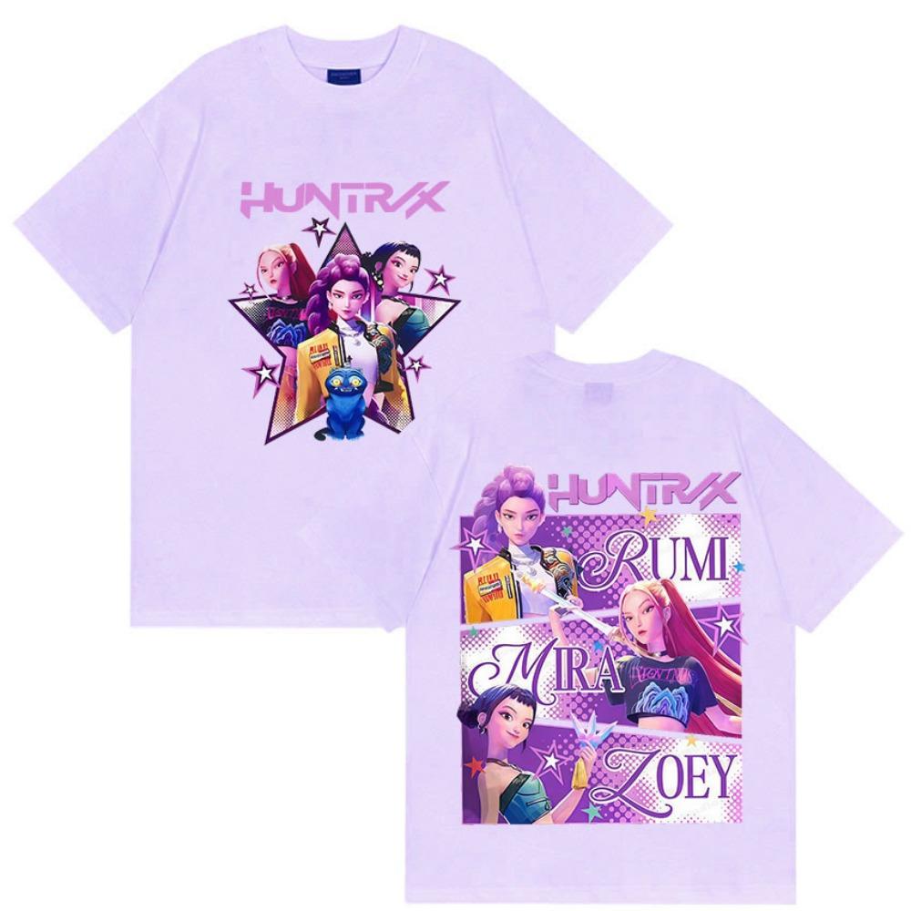 K-pop Охотники на демонов Руми Мира Зпей 2025 Фильм Графическая футболка Мужская Женская Харадзюку Высокое качество Оверсайз Хлопковая футболка Уличная одежда