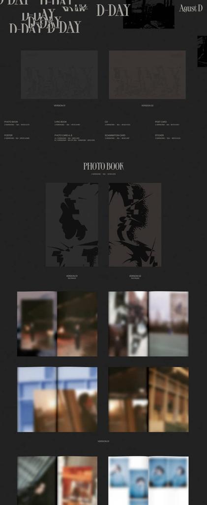 BTS SUGA Agust D 1st Album Folded Poster On Lyric Scanimation Sealed D-DAY Version.01 CD+1p Pack+100p PhotoBook+1ea Book+1p PostCard+2p PhotoCard+1p
