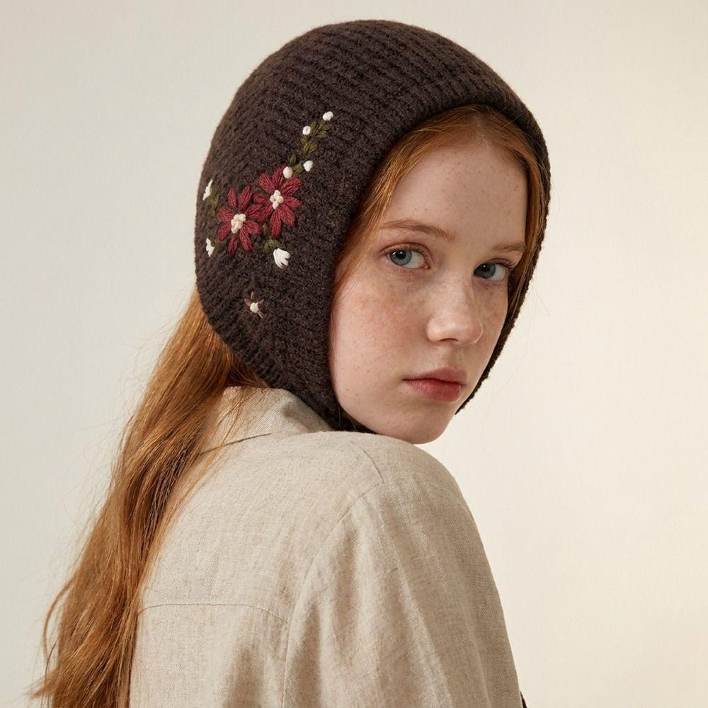 Floral Round Top Cap Warm Crochet Flower Turban Cute Hairband Scarf Accessories