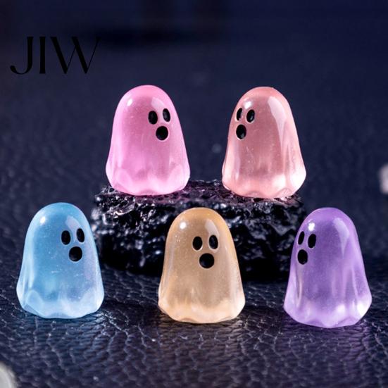 Resin Ghost Decor 20/50/100Pcs Glow-in-the-dark Halloween Figurine Mini Cartoon Statue Luminous Miniature Ornament Desktop Decoration