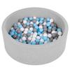 Soft Ball Pit Pool 90x30cm/200 Balls Round for Baby Toddler Foam, Light Grey:white/grey/baby Blue