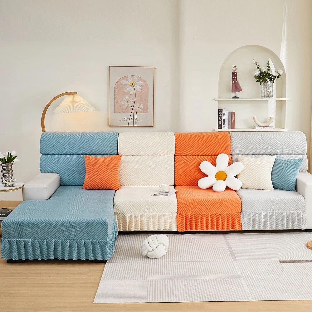 Жаккардовый чехол для подушки на сиденье дивана, эластичный регулируемый чехол с юбкой, чехол для дивана, чехол для дивана, защита для мебели для домашних животных и детей