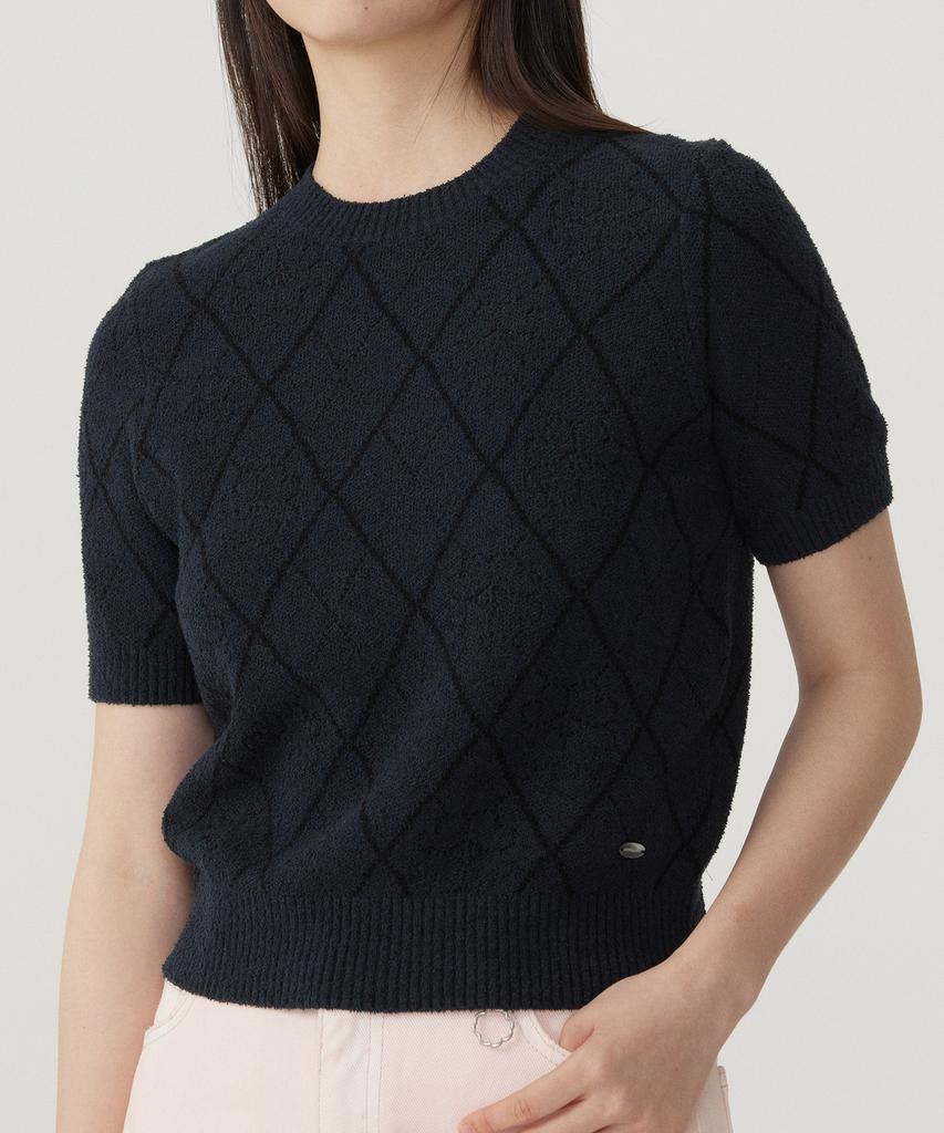 COVERNAT WOMAN Clover Heart Jacquard Half Knit Navy