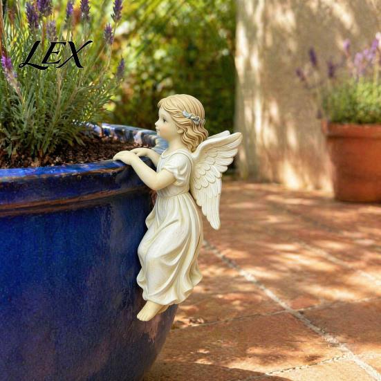 Unique Holiday Gift Ideas Vintage Angel Girl Statue, Planter Climber Cute Classical Decor Resin Figurine for Flower Pot Edge Weather Resistant Garden