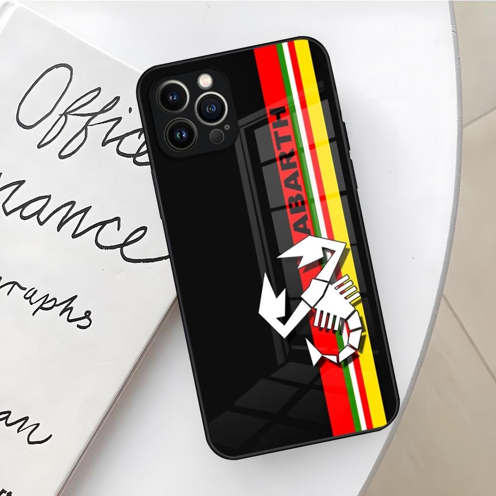 ABARTH Италия Чехол для телефона автомобиля для Iphone 16 15 14 12 11 13 Pro Max Mini X Xr Xs Se 8 Plus Стеклянный Чехол