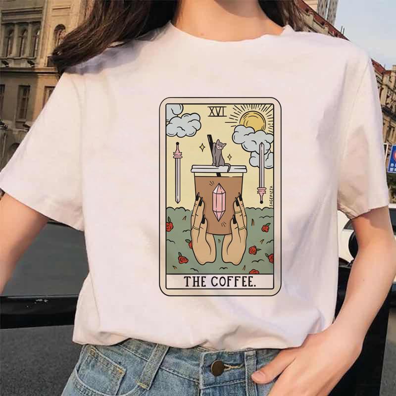 Womens Tarot Card Flower Funny Time Ladies Cartoon Fashion Short Sleeve Summer Printed Tshirt Womens Tshirt Top Pattern