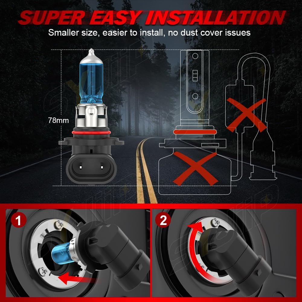 Upgraded Halogen Headlight Bulbs For Compatible For Chevy Silverado 1500 (2007-2015)/ 2500 3500 (2007-), 9005 H11 High And Low Beam Halogen Headlamp