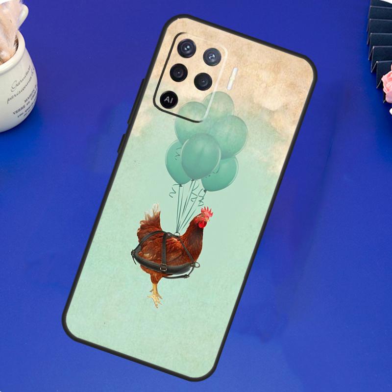 Cartoon Chicken Rooster Case For OPPO A17 A57 A77 A78 A15 A16 A52 A72 A76 A96 A74 A94 A5 A9 A31 A93 A54S A53S A57S