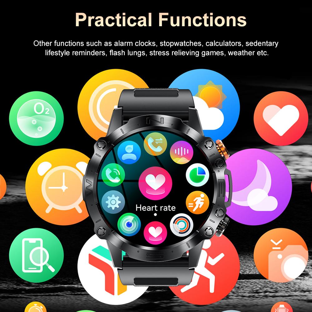 SACOSDING новые умные часы с Bluetooth для вызова, музыка, погода, 1,43 дюйма, пульс, кровяное давление, кислород, мультиспортивные умные часы